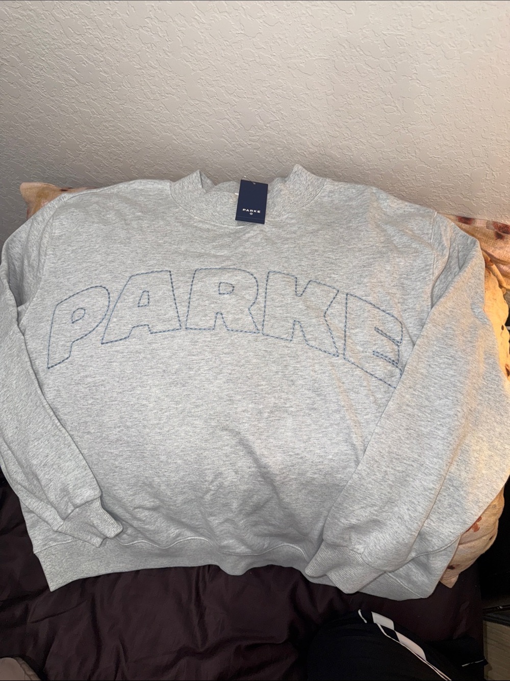 Parker Light Gray Crewneck Sweatshirt with Outline Logo